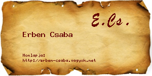 Erben Csaba névjegykártya